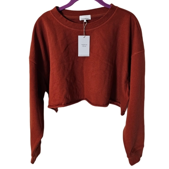 **SOLD** WEWOREWHAT Cropped Crew Sweatshirt NWT - Picture 2 of 9